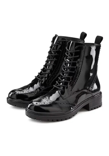 Schwarz shiny schnürboots aus - schwarz-shiny,